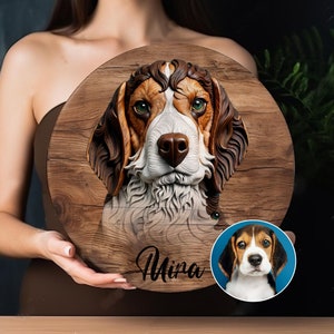 Personalized Pet Wood Sign for Dog Mom - Pet Portrait Custom - Dog Portrait Wall Art- Engraved Portrait from Photo - Pet Memorial Gift