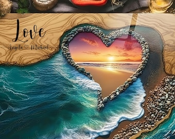 Personalized Wedding Gift for Couple Glass Charcuterie Board, Epoxy Resin Wood Look Custom Cutting Board Engagement Gift Bridal Shower Gift