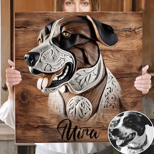 Personalized Gift For Her Custom Pet Portrait Dog Portrait Cat Wood Wall Art Dog Mom Gift Memorial Gift for Dad Personalized Gift for Him