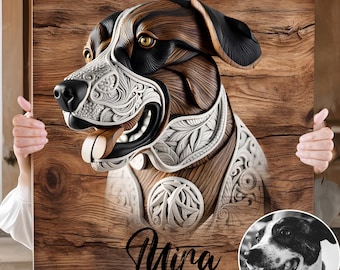 Personalized Gift For Her Custom Pet Portrait Dog Portrait Cat Wood Wall Art Dog Mom Gift Memorial Gift for Dad Personalized Gift for Him