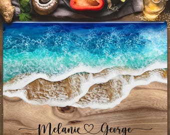 Personalized Cutting Board Unique Mom Christmas Gift Ideas From Daughter Dad Gift from Kids Gift from Grandpa Custom Charcuterie Board Ocean