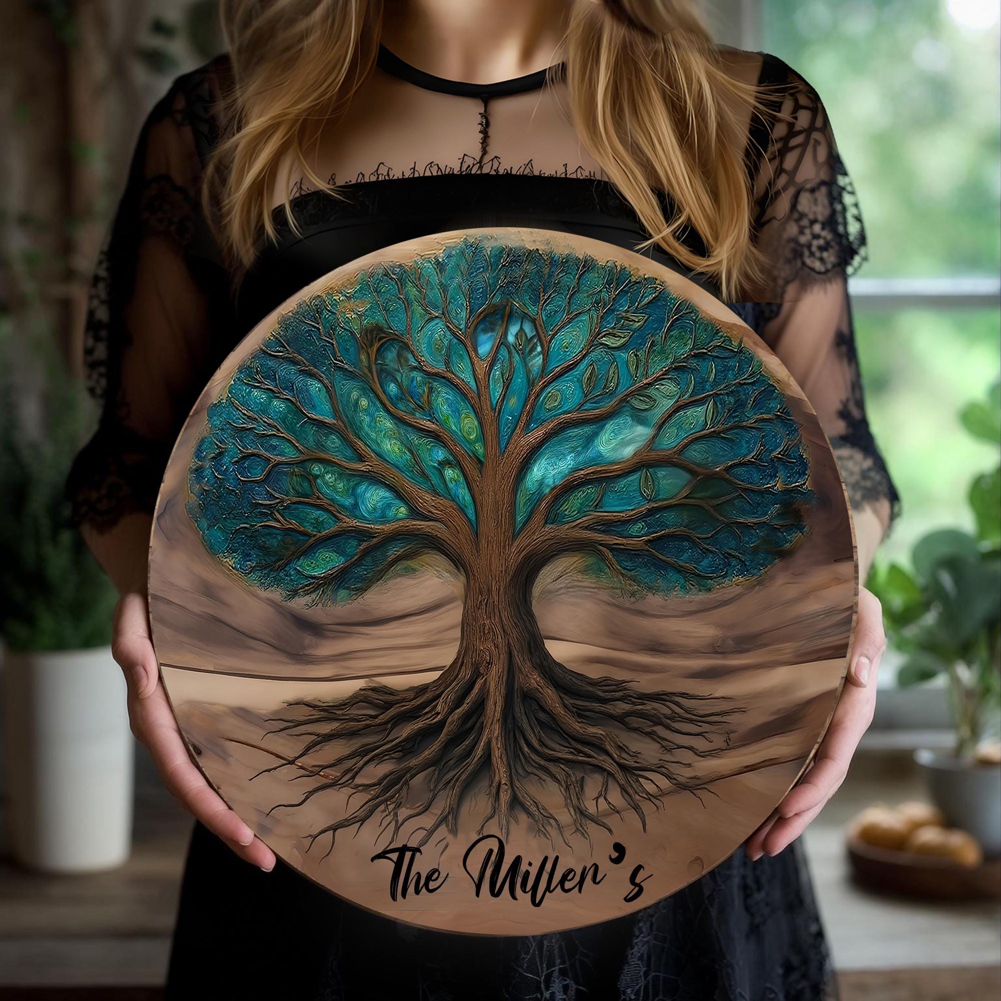 Personalized Tree of Life Carved Initial Tree Decor 11th Anniversary ...