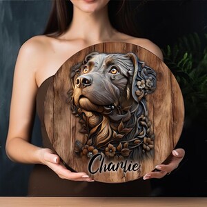 Custom Pet Portrait Personalized Gift for Pet Dog Illustration Dog Cat Wall Art Hand Drawn Pet Pet Memorial Ideas Dad Christmas Gift for Mom Wood Print-CIRCLE