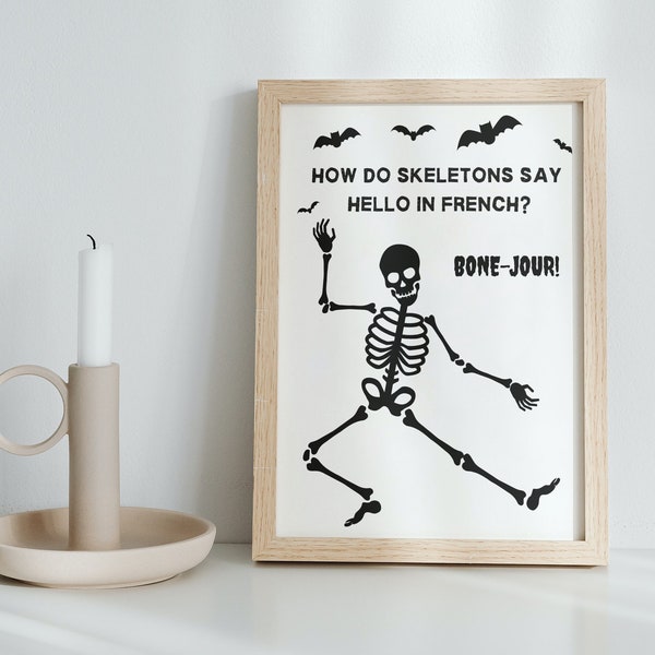 Halloween skeleton bone-jour joke wall decor wall art halloween decorations français french