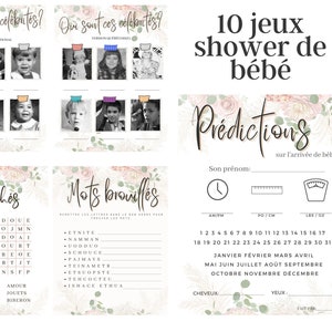 jeux carton prédictions baby shower en français à imprimer pdf, bébé, grossesse, famille, jeux bébé shower jeux de révélation de sexe français