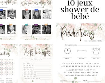 jeux carton prédictions baby shower en français à imprimer pdf, bébé, grossesse, famille, jeux bébé shower gender reveal games french