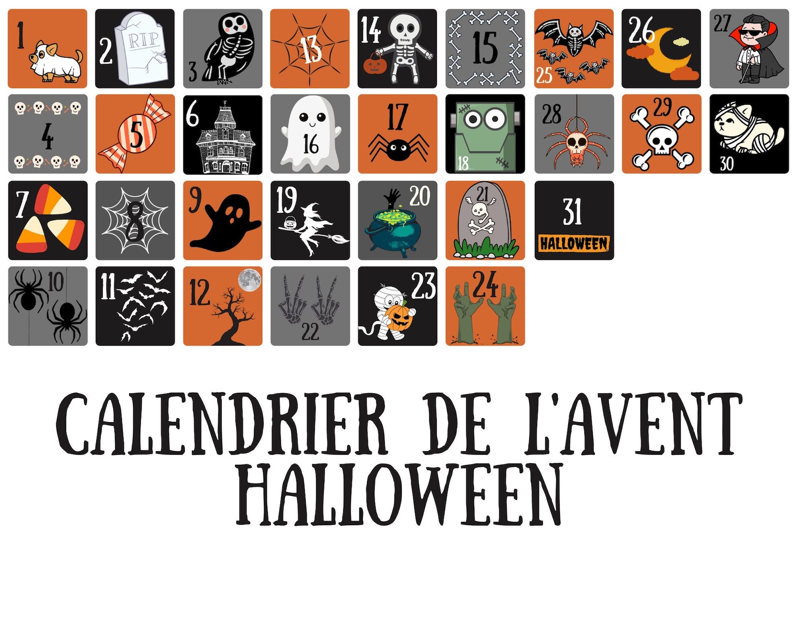 Calendrier De L'Halloween 2023, Halloween Advent Calendar, Compte À