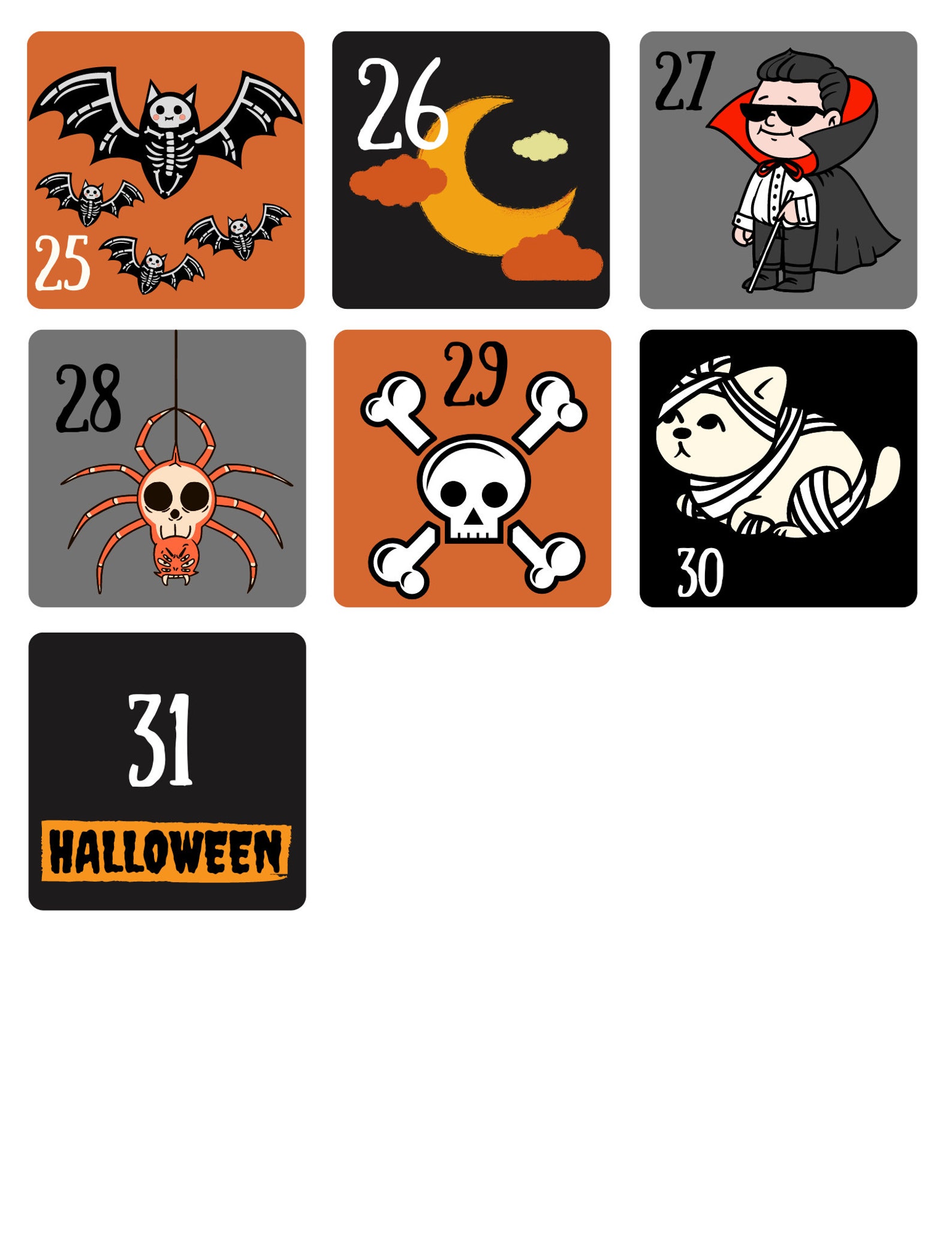 Calendrier De L'avent Halloween Advent Calendar Countdown Etsy