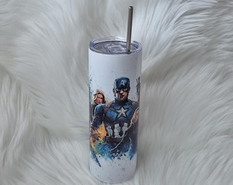 Marvel Super Heros Tumbler | Marvel stainless steel quencher | 20oz tumbler with lid & straw