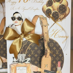 Gold Bag, Perfume Glam Birthday Card