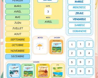 CALENDRIER ENFANT - VERSION PDF_ routine enfant - saison, jour, mois, planning