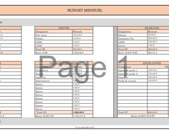 Monthly budget spreadsheet - excel