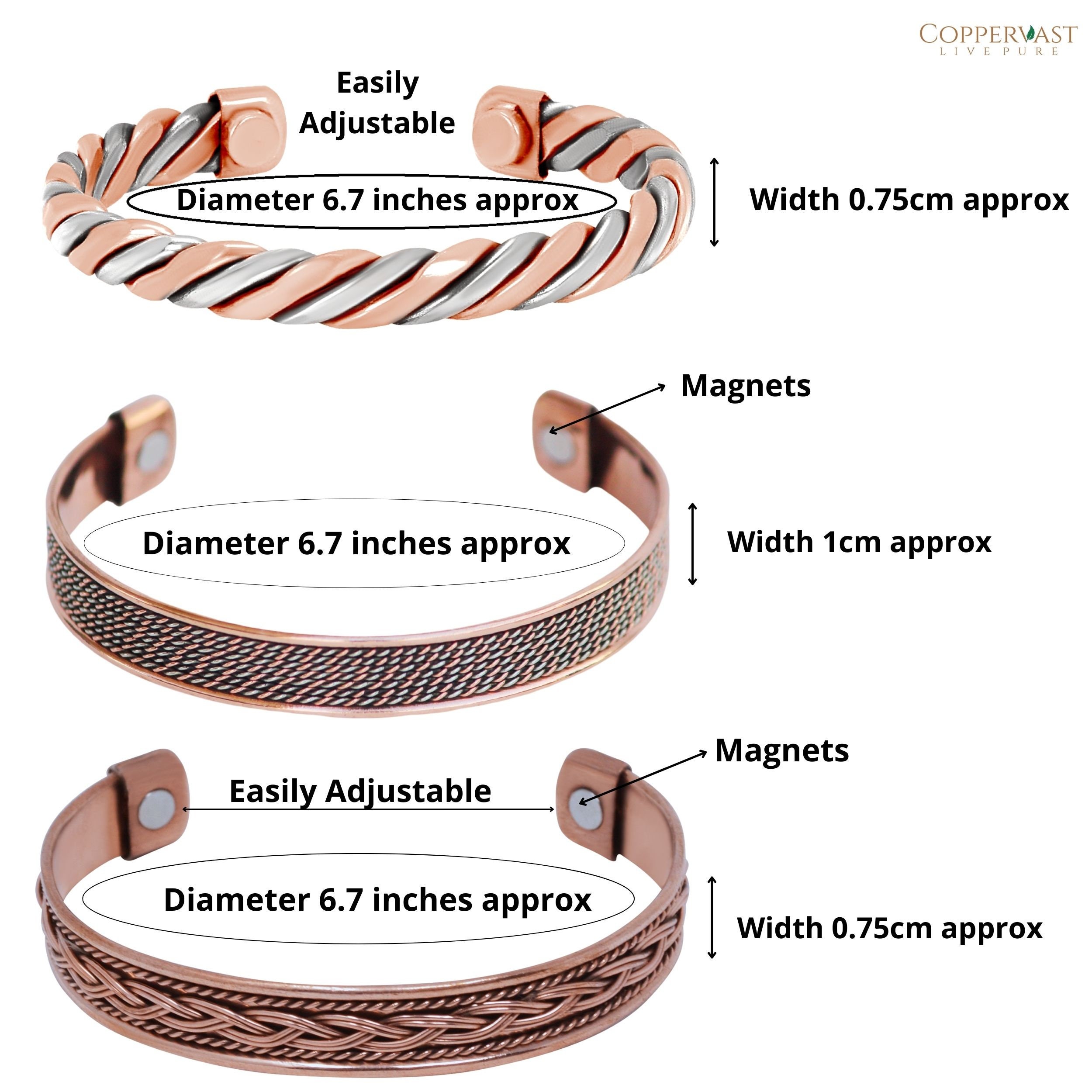 Copper Bracelets for Men and Women Set of 3 2 Powerful Therapy