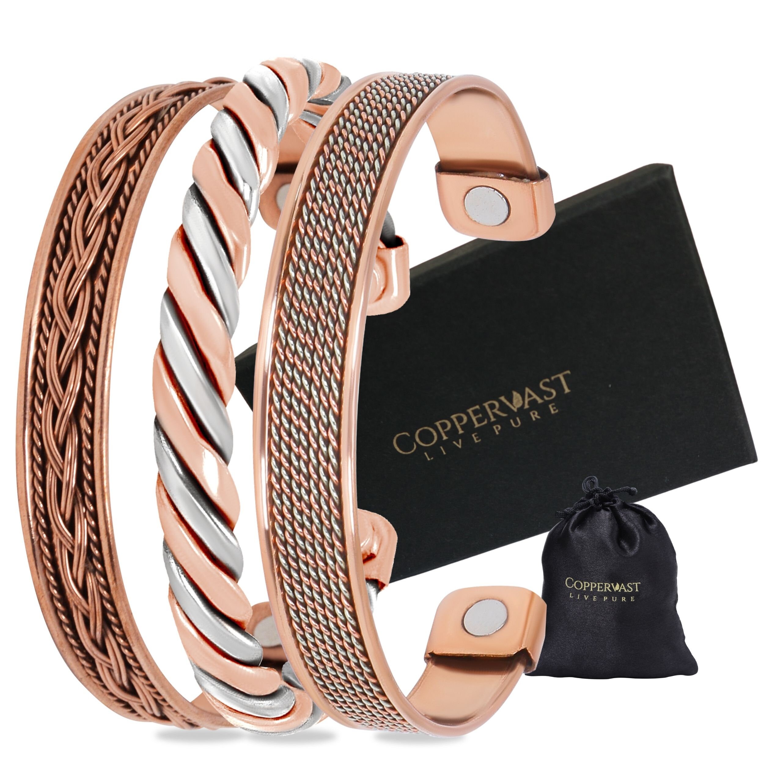 Copper Bracelets for Men and Women Set of 3 2 Powerful Therapy