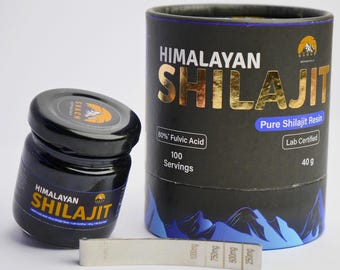 Pure Himalayan Shilajit Resin 40g Jar with Spoon | 80% Fulvic Acid Gold Grade