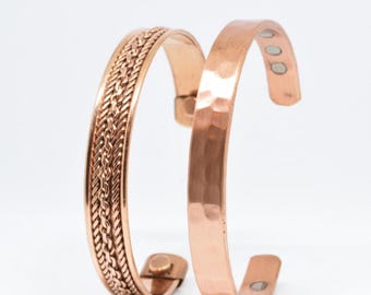 Handmade Copper Bracelet Set: Magnetic Therapy for Arthritis Relief
