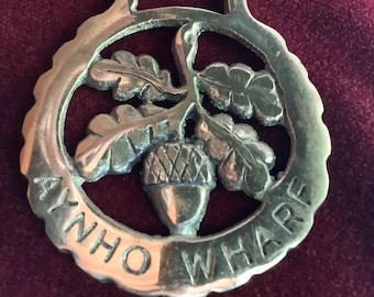 Vintage Brass Bridle Harness Horse Medallion Made in England English Tack Aynho Wharf