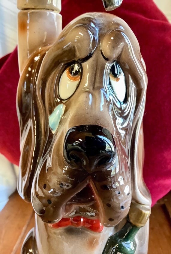 The Last Shot Ceramic Musical Basset Hound Sad Dog Decanter