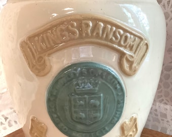 Jarra de whisky escocés King's Ransom, jarrón de gres azul cobalto