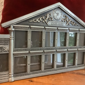 Pewter Schoolhouse 13 Opening Photo Picture Frame Tabletop or Hanging School Years Kindergarten to Grade 12