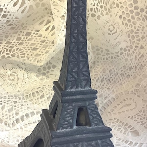 Cast Iron Heavy Tall Eiffel Tower Landmark Bookend or Doorstop Black and Grey Metal