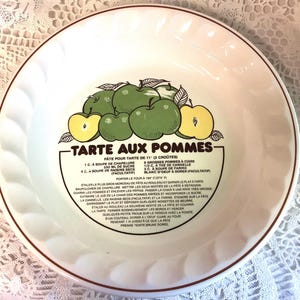 Tarte Aux Pommes Stoneware Ceramic Recipe Pie Plate Deep Dish French Apple Pie Plate