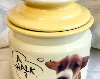 Hana Deka Club Yoneo Morita "¿Un paseo?" Tarro de galletas con forma de cachorro de beagle