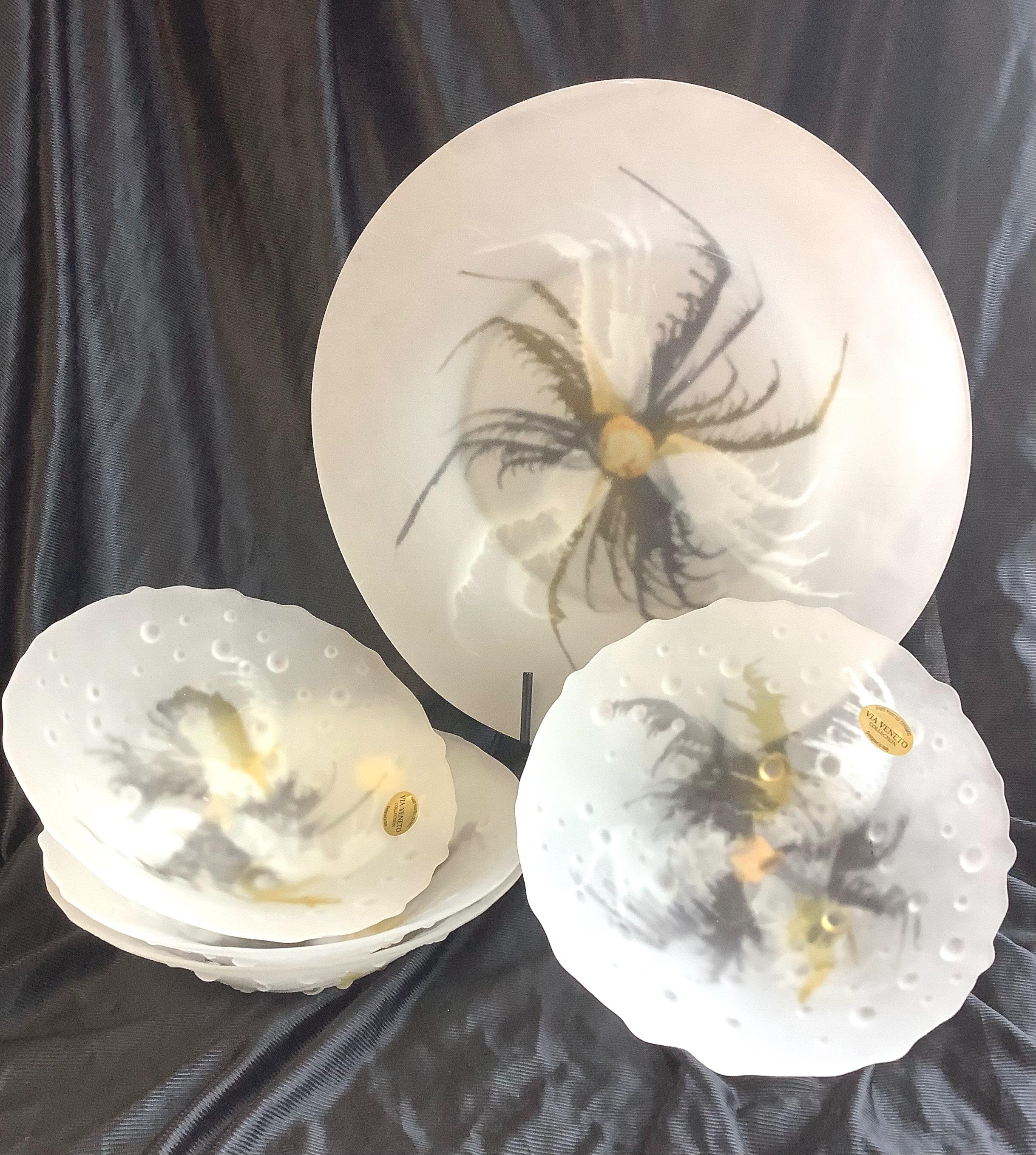 Via Veneto Collection Italy Hand Painted Art Glass Serving