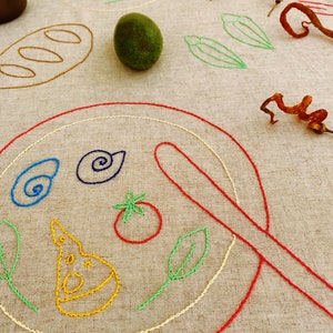 Handmade Embroidered Soft Natural Linen Tablecloth for 4 image 5