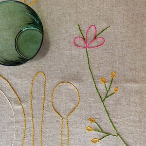 Handmade Embroidered Soft Natural Linen Tablecloth for 4 image 7