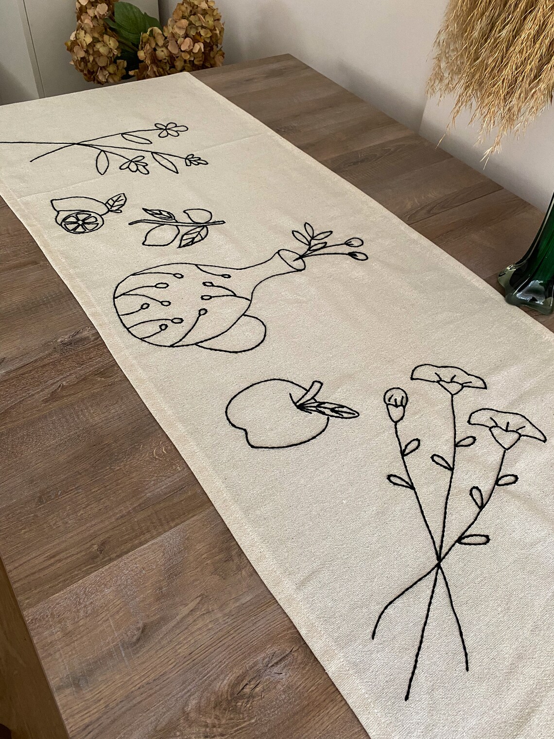 Handmade Floral Embroidered Table Runner Etsy
