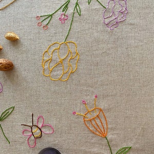 Handmade Embroidered Soft Natural Linen Tablecloth for 4 image 9