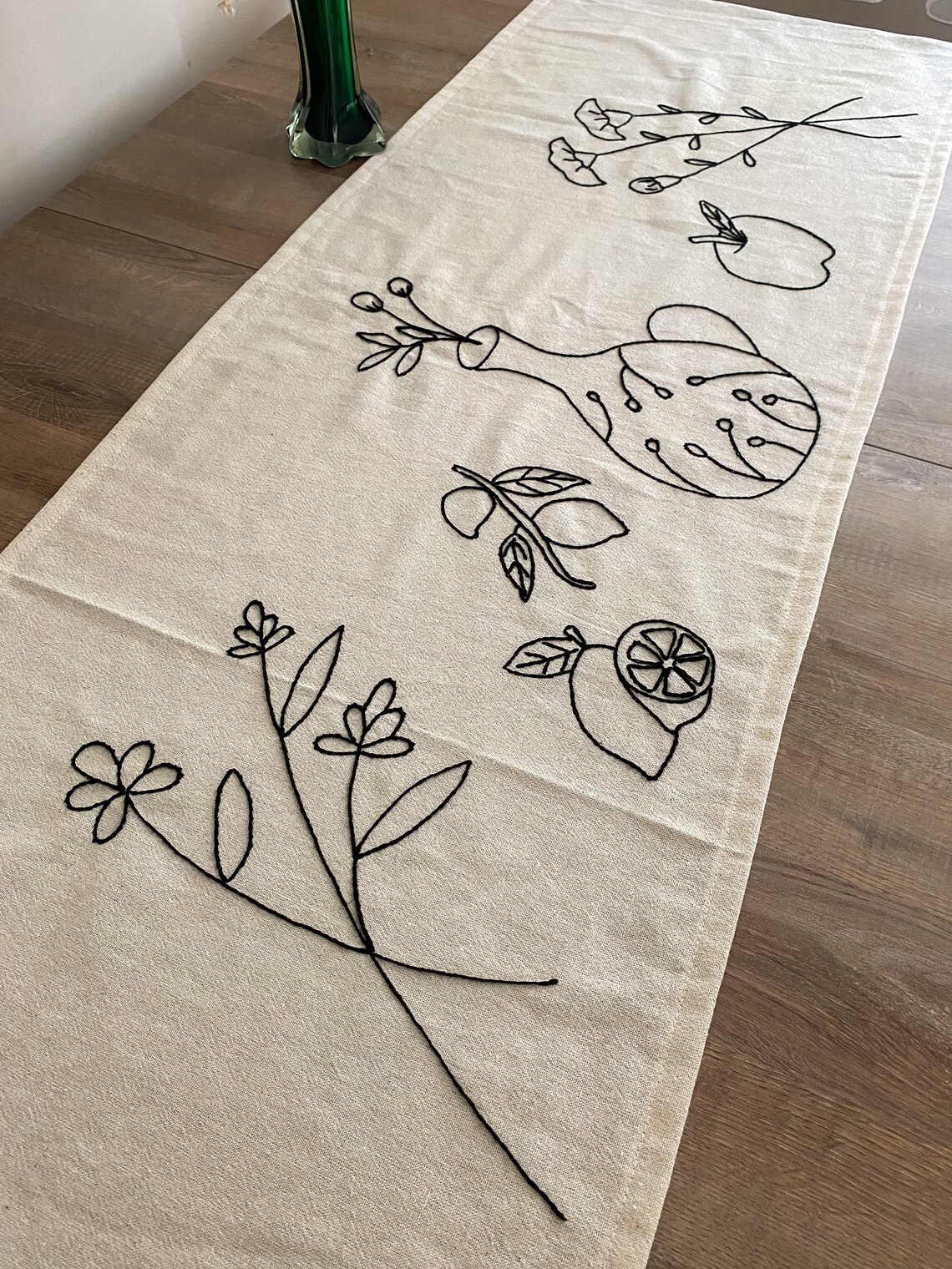 Handmade Floral Embroidered Table Runner Etsy