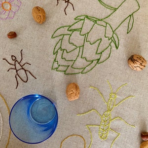 Handmade Embroidered Soft Natural Linen Tablecloth for 4 image 8