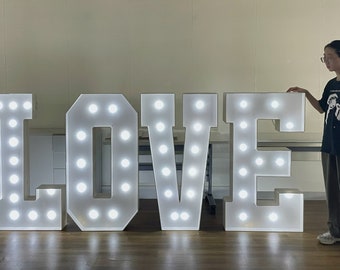 4Ft Marquee Light Up Numbers (0-9) Letters (A-Z), Foam Board, Pre-cut, Large Numbers, Big Letters, Anniversary Birthday Decorations Backdrop