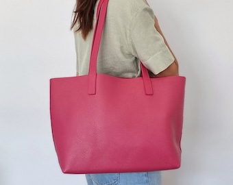 Soft Grain Leather Tote Bag: Personalized Full Grain Shopper