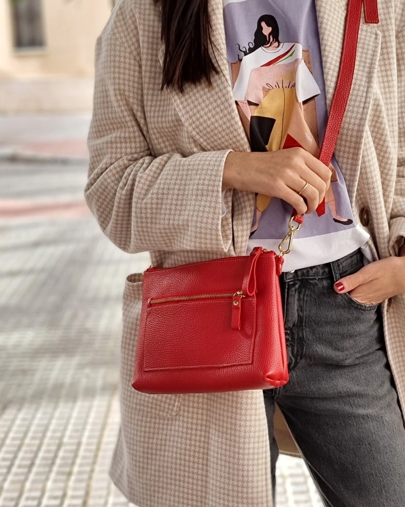 Small leather crossbody bag for women handmade with top quality leather.