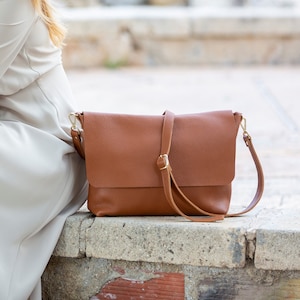 Bolso bandolera de piel suave, Bolso de piel para mujer, Bolso de piel con cremallera, Monedero bandolera de piel, regalo perfecto para mujer.