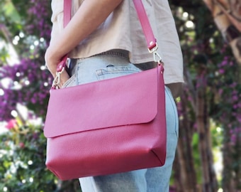 Handmade Full Grain Leather Crossbody Bag: Slouchy Everyday Purse