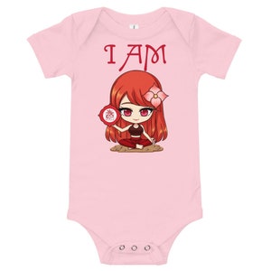 I AM, Baby short sleeve onesie, baby shower,  yoga baby, root chakra, baby clothes, baby gift