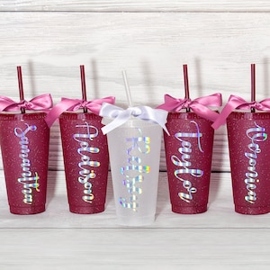 Bridesmaid Custom Plastic Tumblers, Personalized tumblers with names, Bachelorette gifts, Bridesmaids plastic cups, tumblers w/names-autumn