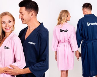 Matching Bathrobes, Custom Waffled Soft Robes for Couple, Honeymoon gift, Personalized waffled robes, Gift for him and her, Wedding gift-waf