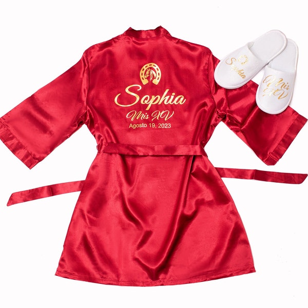 Quinceanera robes, Quinceanera gift, Custom robe+slippers, Mis 15, Mis Quince, Customized gift, 15 Anos gift, Gfir for best friend