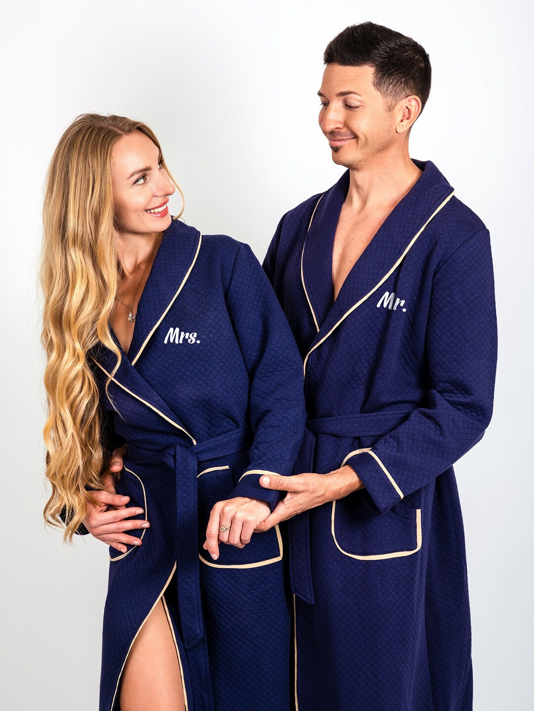 Matching Bathrobes With Collar, English Style Bathrobes, Customized