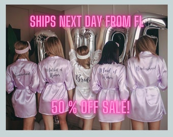 Bridal Party Robes, Custom Satin Bridesmaid Robes, Bridesmaid Gifts, Bridesmaid Proposal, Bridal Robe, Custom Wedding Robe -hello honey
