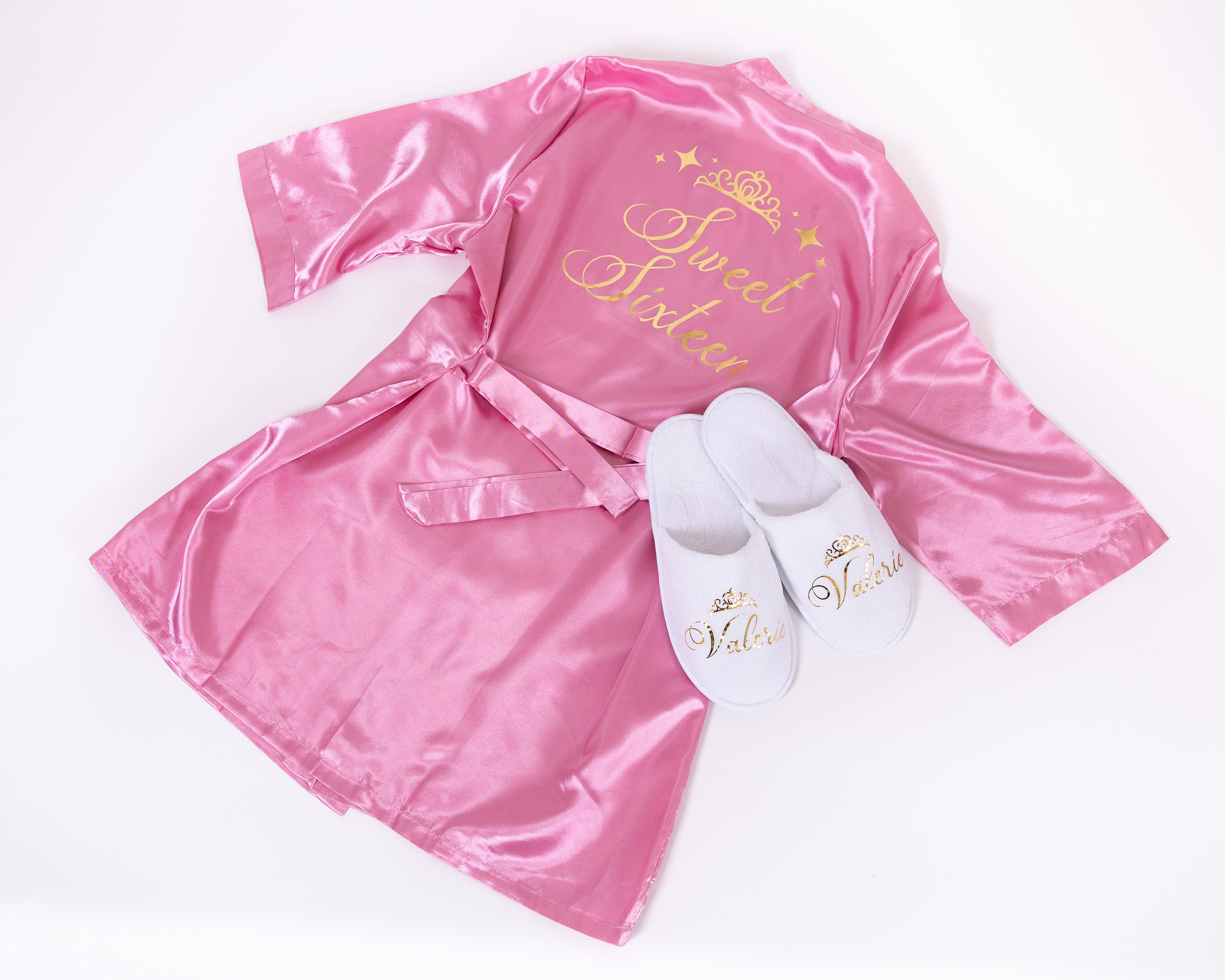 Chic Satin Robe for Sweet Sixteen - Customizable and Elegant, Sweet Sixteen Custom robe, Custom gift, Personalized Satin robe
