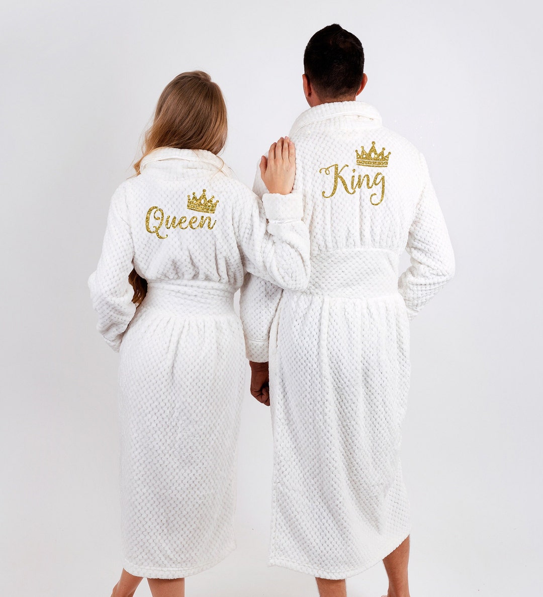 Matching King and Queen Plush Long Bathrobes, Mr and Mrs Bathrobes