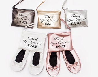 Set of 20 Bridesmaids flats for wedding, foldable ballet flats for dancing. custom wedding dancing flats, wedding guest flats to dance