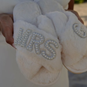 Custom Bride Slippers: Mrs Fluffy Bridal Shower Gift