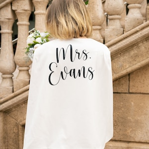 Mrs Wedding Custom Cape Blazer, Mrs Custom White Blazer, Bridal Jacket, Personalized blazer, Bridal Gift, Custom Bridal blazer - hello honey